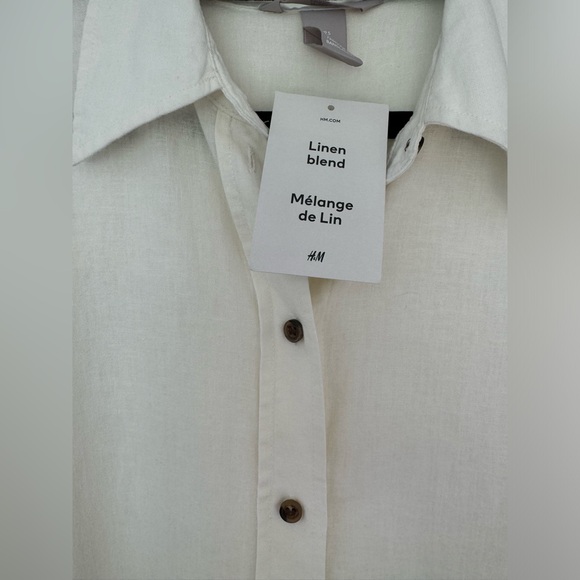 H&M Linen Blend Button Up Shirt - Picture 3 of 5